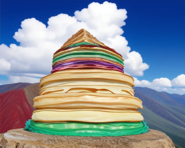 (mountain shaped rainbow millecrepe:0.8), colorful, <lora:vinicunca_v2:0.5>, Vinnikunkam