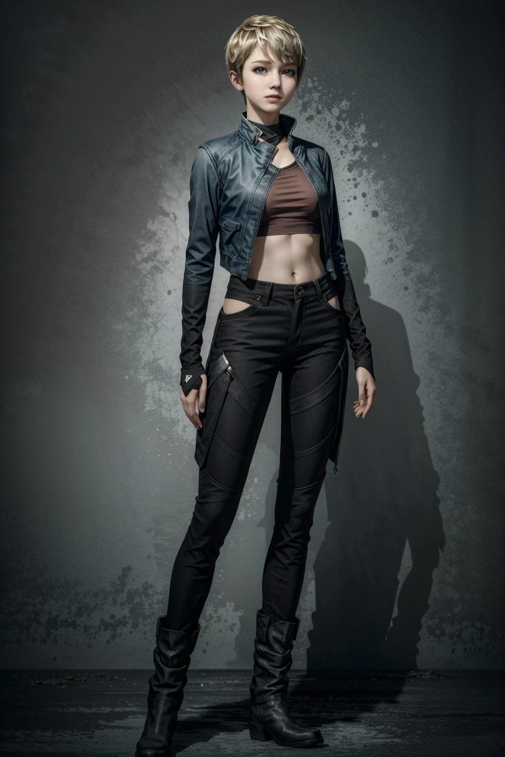(masterpiece, best quality)
1girl, solo, short hair, standing, full body, boots, pants, black footwear, torn clothes, black pants, bridal gauntlets, CaraDBH
<lora:epi_noiseoffset2:1>,  <lora:add_detail:0.5>,   <lora:CaraDBH:0.7>