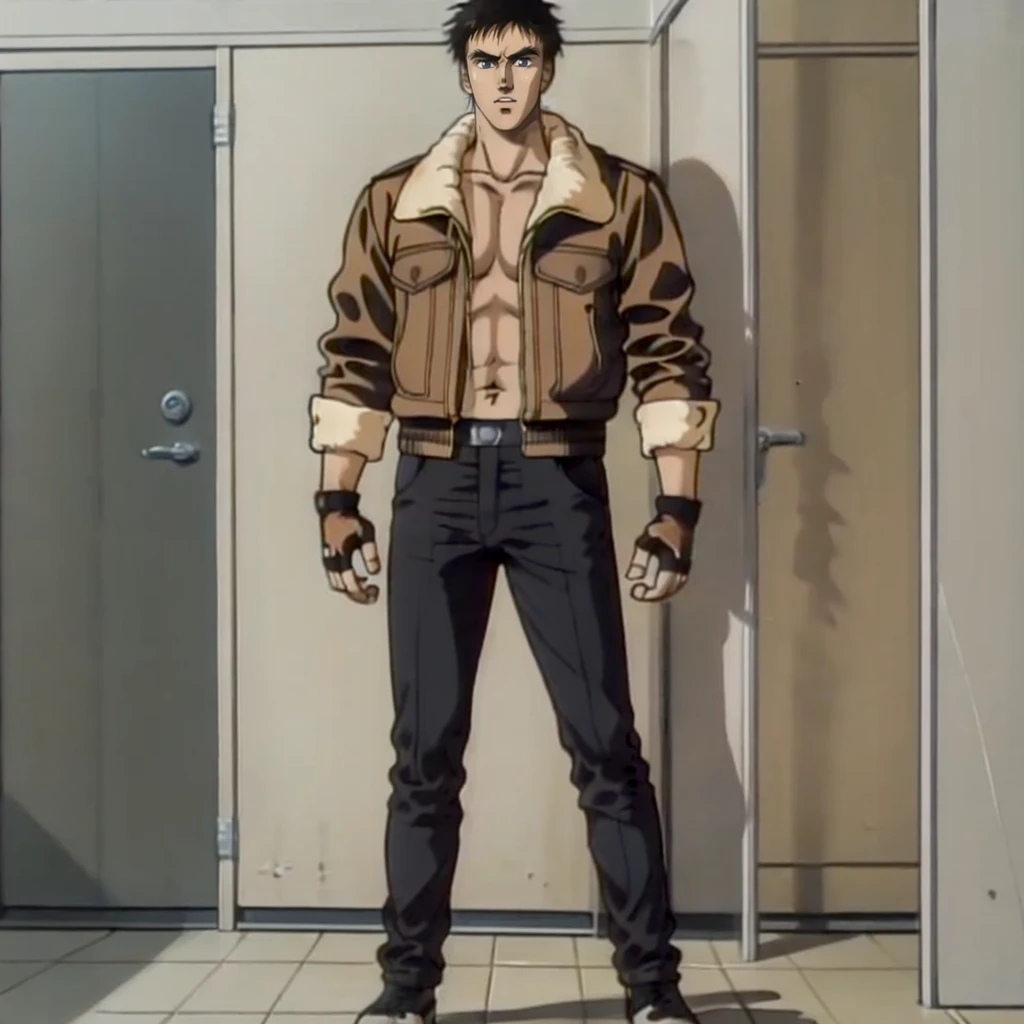 masterpiece,high quality,
<lora:sakataisamu001:0.7>,looking at viewer,
sakataisamu,1man,
short hair,black hair,thick eyebrows,black eyes,
jacket with fur,open jacket,
fingerless gloves,
full body,standing,