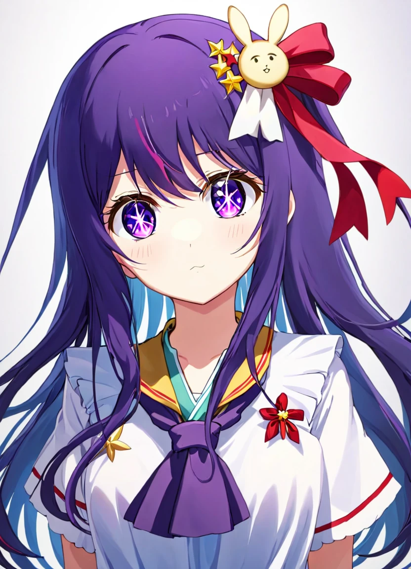 breathtaking, 1girl,purple eyes,aihoshino, ,hair ornament, red ribbon,
standing,white school uniform,
gorgeous,key visual, vibrant, studio anime,award-winning, professional, highly detailed,high budget, cinemascope <lora:hoshinoai_v10:1:lbw=xl1-1>