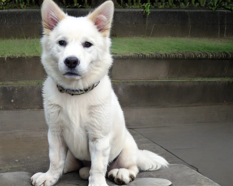 <lora:kintamani_v3:0.7>, kintamani, bali dog, looking at viewer, sitting