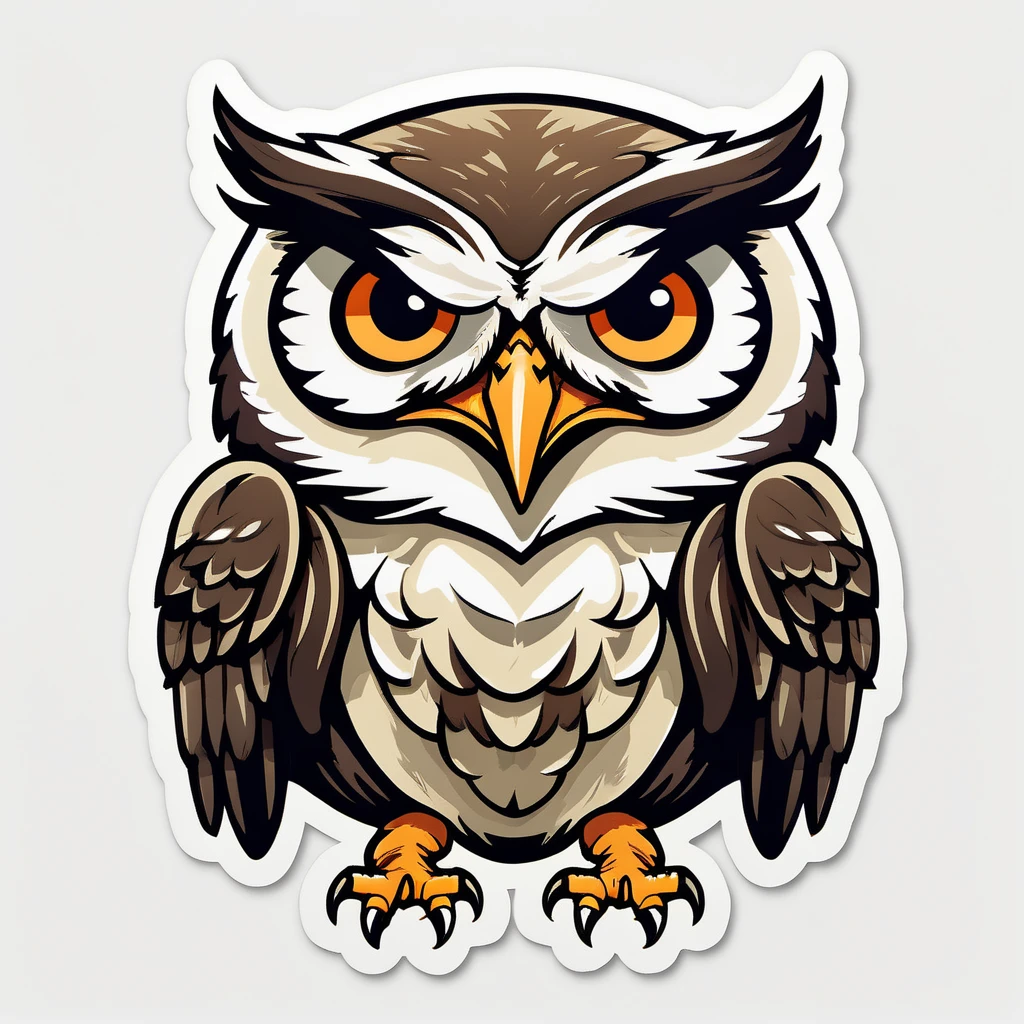 Angry owl, sticker, stickers, <lora:StickersRedmond:1>