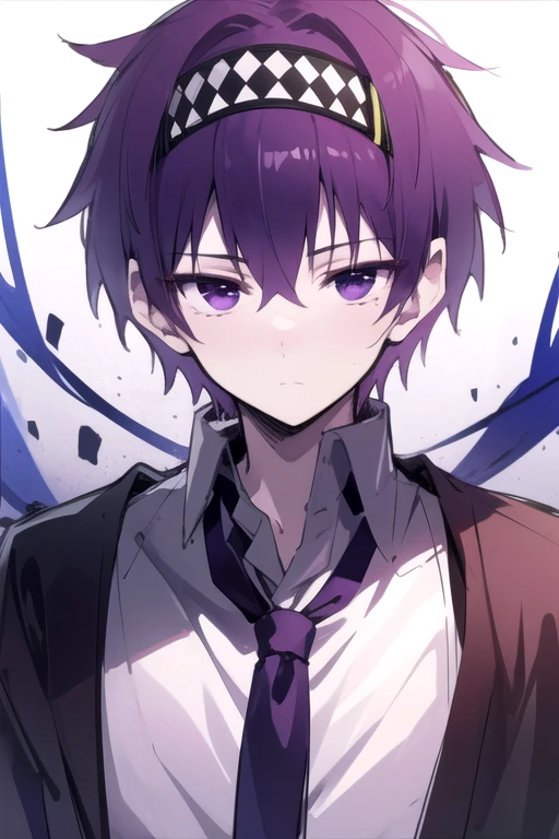 masterpiece, best quality, sketch, 1boy, solo, male focus, looking at viewer, upper body, , , realistic, <lora:makino_aikawa:0.74>, makino_aikawa, purple hair, purple eyes, , The Shattering Isles, High resolution