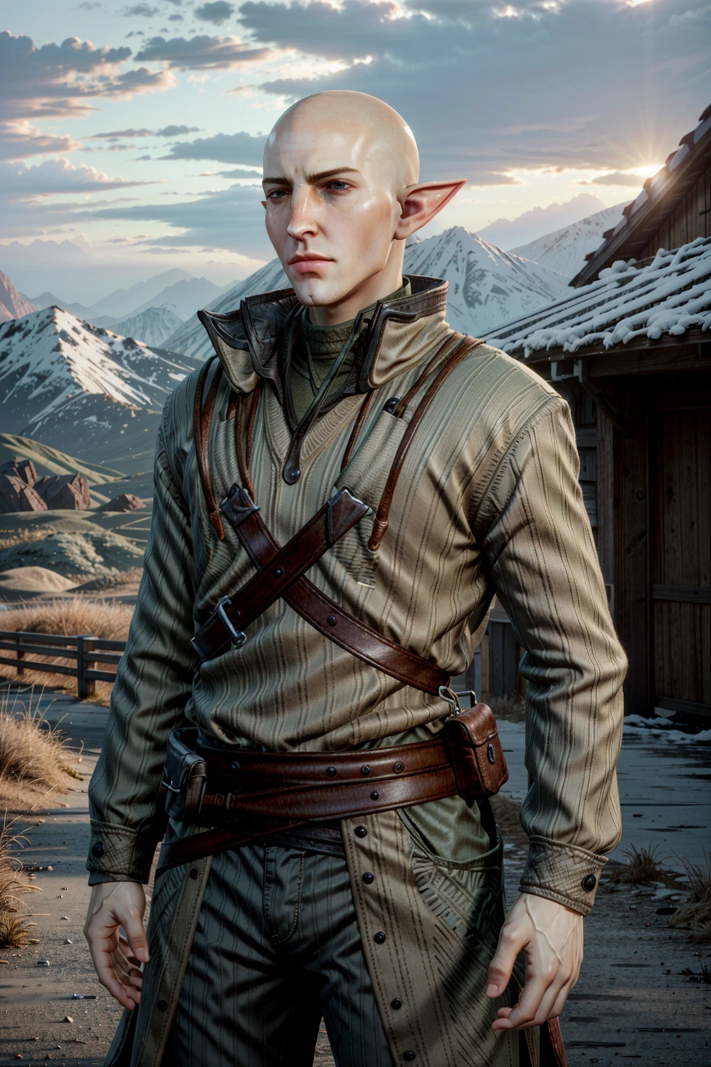 (masterpiece, best quality)
solo, 1boy, pointy ears, realistic, bald, cowboy shot, SolasDA
<lora:epi_noiseoffset2:1>, <lora:add_detail:0.7>, <lora:SolasDA:0.8>