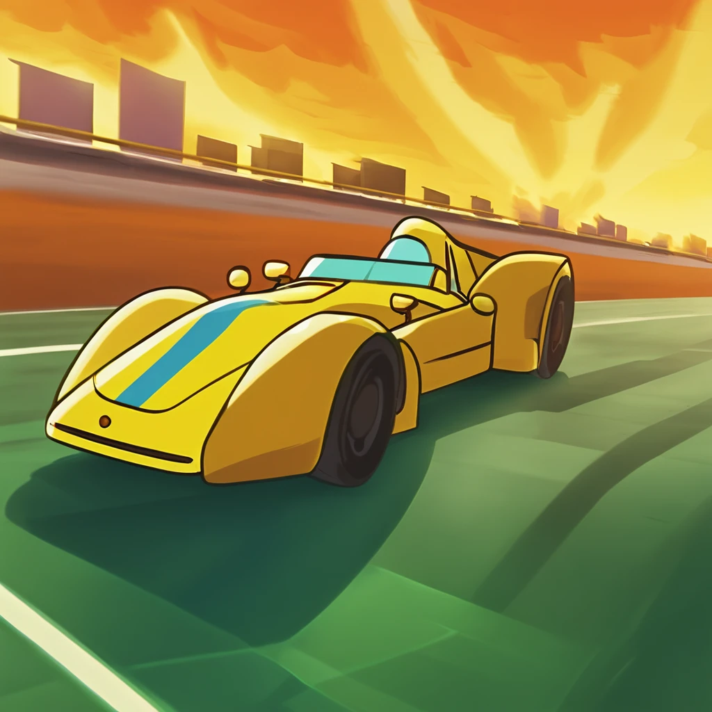 Cartooneffects Three, feel the speed, the wind, the velocity of being in the motorway race in a formula racecar