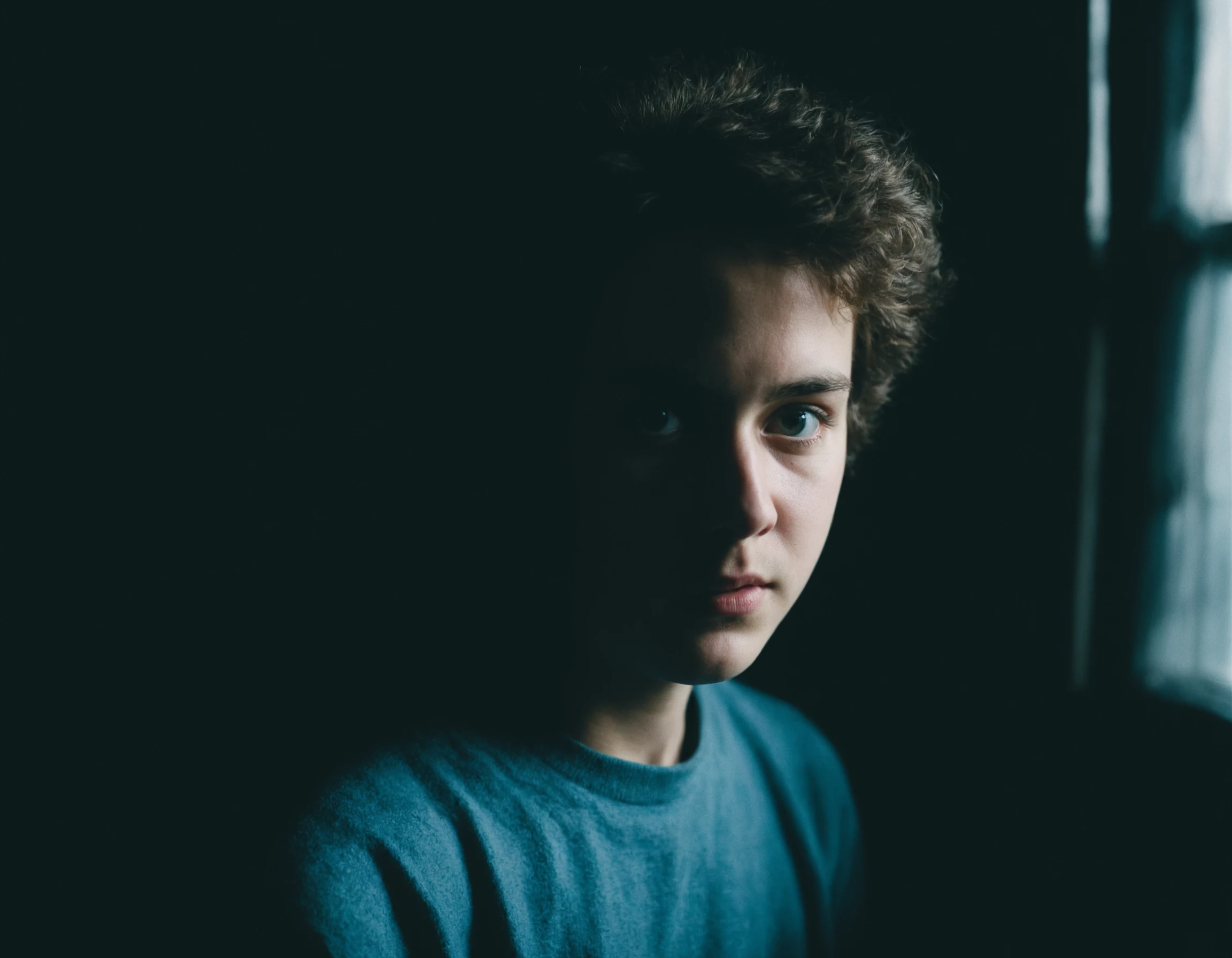 photograph, Side lighting, soft light, F/1.8, Polychromatic, cinematic lighting, Fuji superia 400, side light, Hairy Krakow, Agfacolor, confused, looking around scared