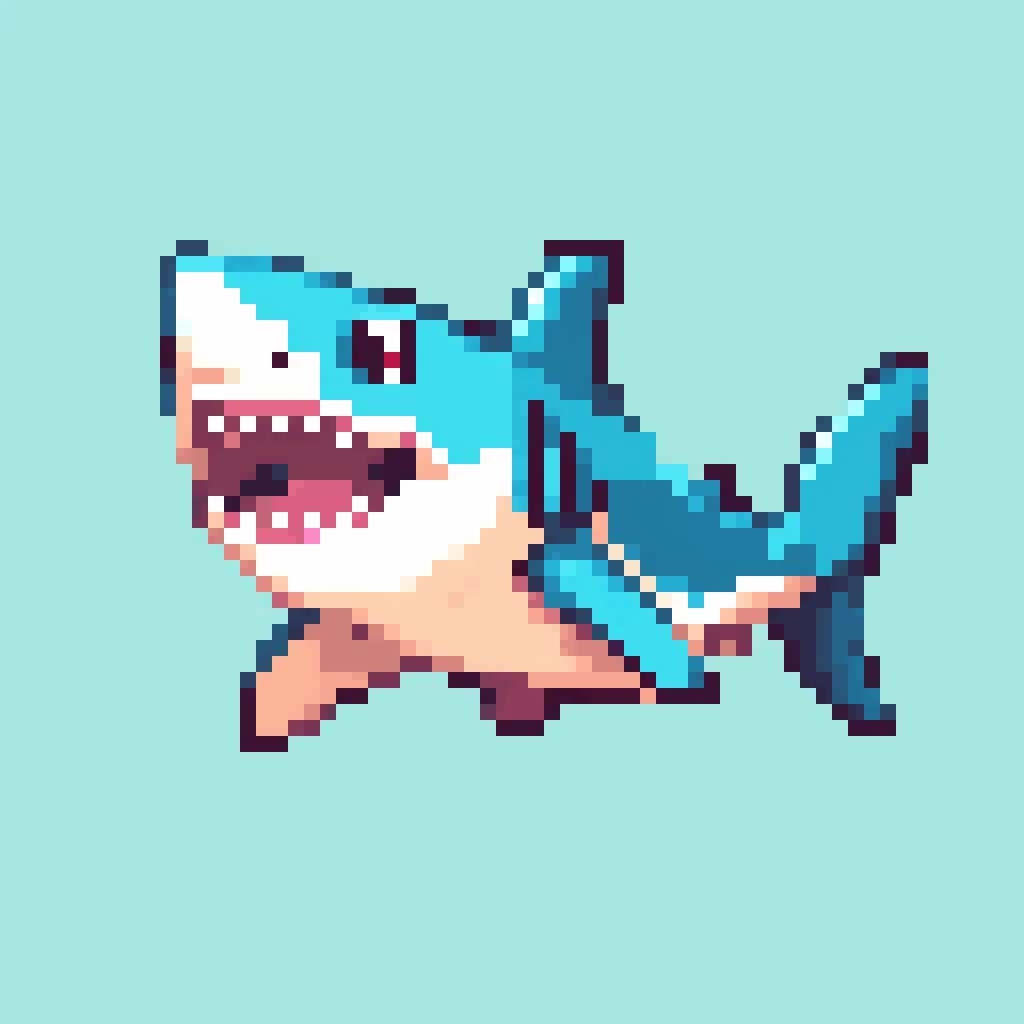 A baby shark,  pixel art, PixArFK, <lora:PixelArtRedmond-Lite64:1>