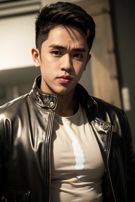 david licauco, young, latex, jacket, studio, mature,portrait, man, serious masterpiece, model <lora:david-licauco-10:1>