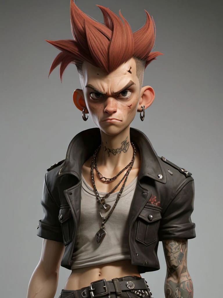 punk, skinny, multiples large necklaces, colored destroy shirt <lora:br_max:0.65>, 3d character, game (cartoon:0.5) character, 3d render, trending on artstation, concept, small, 1person, (full body:1.4), wide angle, 50mm, skinny,scars, hero pose, deciduous, (freckles:0.741), dirty clothes, thorns, goosebumps, gentle face, subtle smiling, cool person, (holding asset:1.3) , full body <lora:Grungy_Picture_SDXL_V1:1><lora:bynightPortraits-XL:0.4>, subsurface scattering, arnold render, xgen, trending on artstation, master piece, intricate, black background, rim lighting