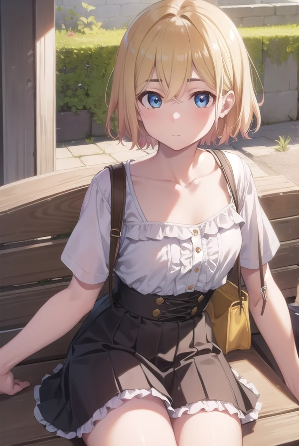 maminanami, <lora:maminanami-lora-nochekaiser:1>,
mami nanami, short hair, blue eyes, blonde hair, hair between eyes, (small breasts:1.2),
BREAK skirt, shirt, collarbone, white shirt, short sleeves, frills, shoes, socks, white socks, corset,
BREAK looking at viewer, full body,
BREAK outdoors,
BREAK <lyco:GoodHands-beta2:1>, (masterpiece:1.2), best quality, high resolution, unity 8k wallpaper, (illustration:0.8), (beautiful detailed eyes:1.6), extremely detailed face, perfect lighting, extremely detailed CG, (perfect hands, perfect anatomy),