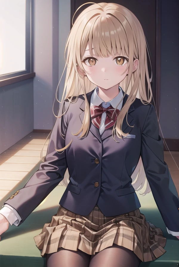 masterpiece:1.5, high quality, anzu futaba, , 1girl, black school uniform, black blazer, black mini skirt, brown cardigan, {{tareme}}, blush, open mouth, looking at viewer, skirt lift, lift by self, (((spread legs))), indoor, ((from below)), upper body, white lace panties, smile, looking at viewer, pussy juice, flat chest, slim, narrow hip, (((slim legs))), skinny