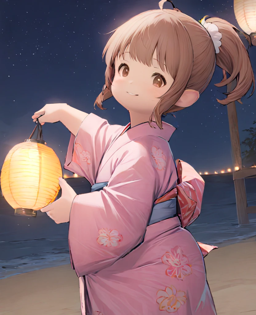 (1girl:1.2), solo, lalafell,
<lora:SDXL_lalafell_ver3-7:1>,
light brown hair, brown eyes, side ponytail, yukata, light smile, night,