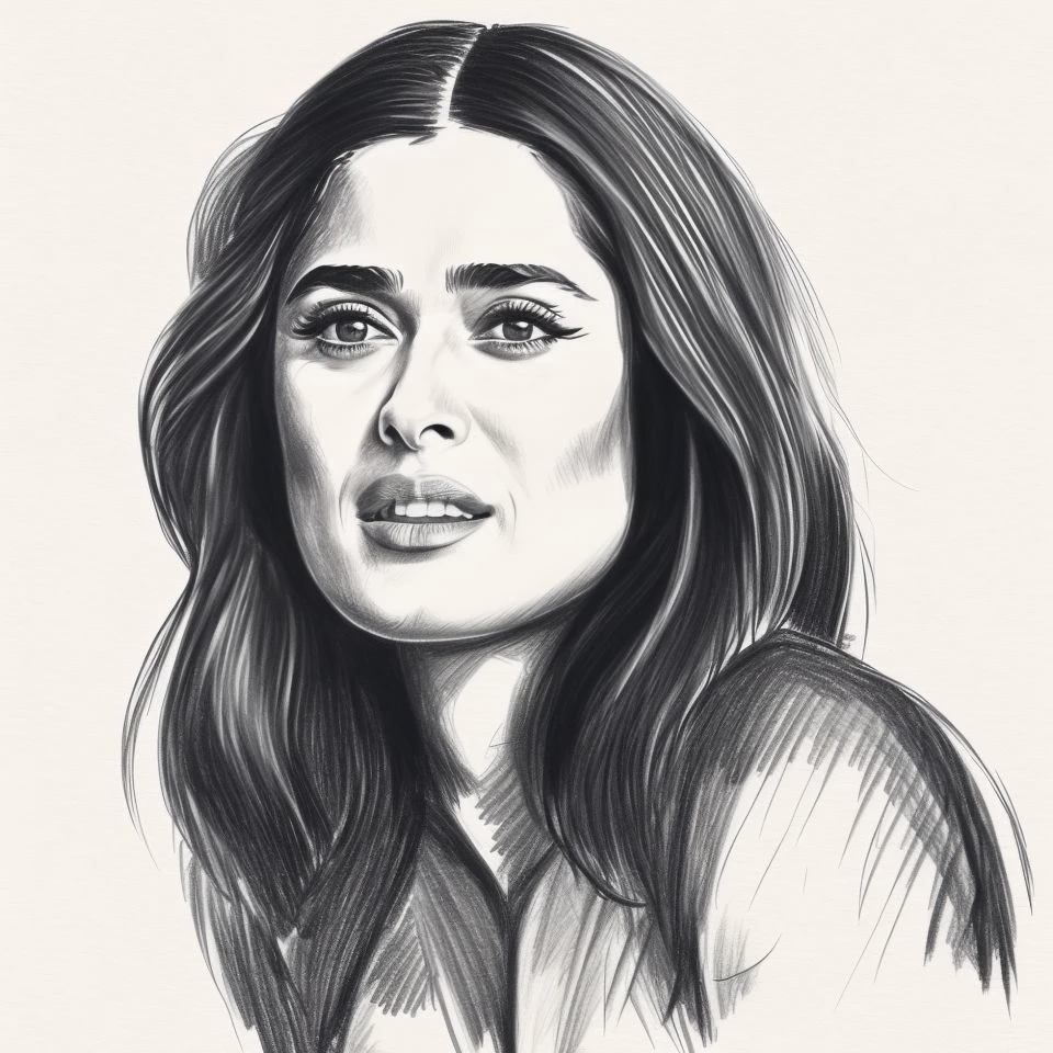 <lora:Pencil_Sketch:0.75> pencil sketch, a woman, Salma Hayek,