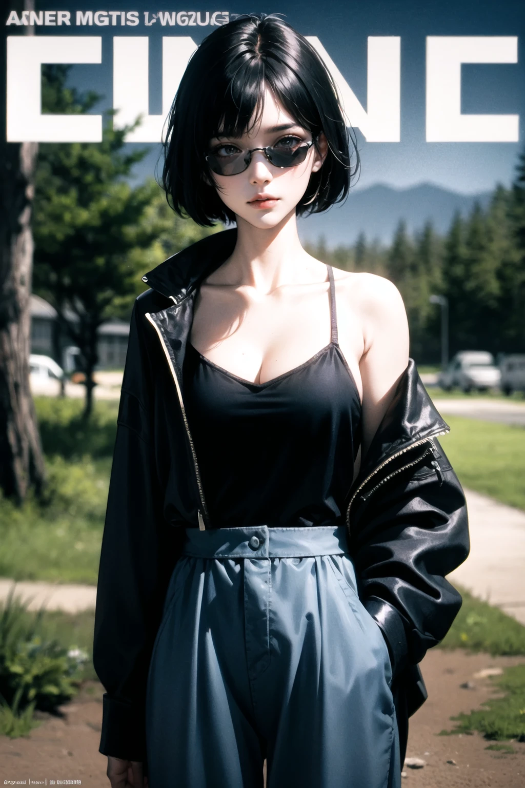 (masterpiece, best quality),(depth of field),1girl,solo,(cowboy shot),large breasts,model posture,(magazine cover:1.2),(make-up),collarbone,(cleavage:0.8),
Clothes: minimalist, sleek, monochromatic, Appearance: short hair, sharp features, androgynous style, Behavior: calm, composed, introspective, Location: natural surroundings, remote or rural area, Hobbies: hiking, camping, gardening,