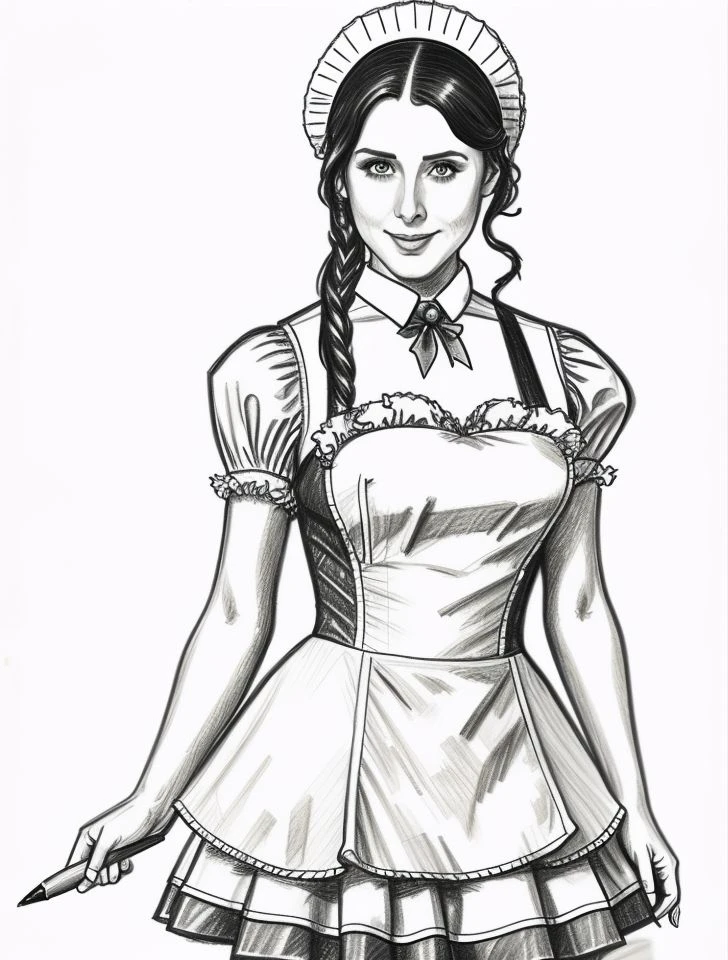 <lora:Pencil_Sketch:0.55> pencil sketch, maid , maid costume