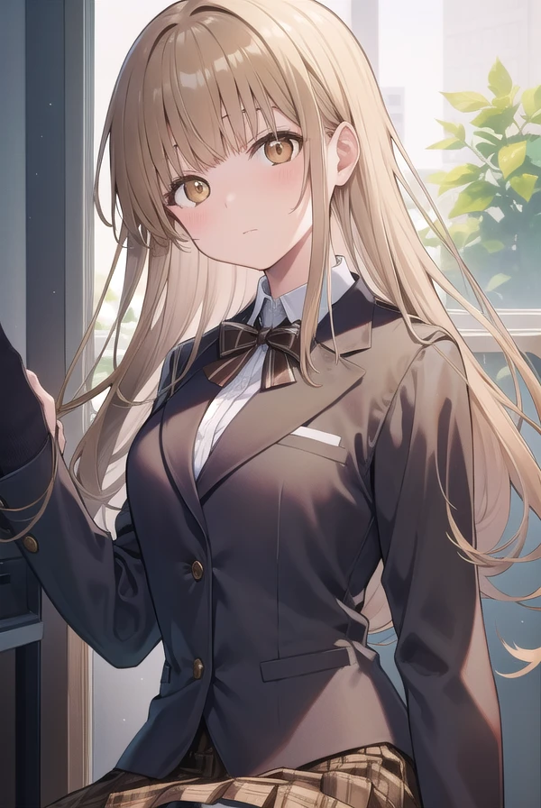 mahirushiina, <lora:mahirushiina-lora-nochekaiser:1>,
mahiru shiina, blonde hair, (brown eyes:1.7), long hair,
BREAK black footwear, black pantyhose, blazer, bow, bowtie, collar, collared shirt, jacket, pantyhose, plaid, plaid skirt, pleated skirt, red bow, red bowtie, school uniform, shirt, shoes, skirt,
BREAK looking at viewer, full body,
BREAK indoors, classroom,
BREAK <lyco:GoodHands-beta2:1>, (masterpiece:1.2), best quality, high resolution, unity 8k wallpaper, (illustration:0.8), (beautiful detailed eyes:1.6), extremely detailed face, perfect lighting, extremely detailed CG, (perfect hands, perfect anatomy),