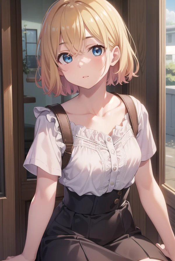 maminanami, <lora:maminanami-lora-nochekaiser:1>,
mami nanami, short hair, blue eyes, blonde hair, hair between eyes, (small breasts:1.2),
BREAK skirt, shirt, collarbone, white shirt, short sleeves, frills, shoes, socks, white socks, corset,
BREAK looking at viewer, full body,
BREAK outdoors,
BREAK <lyco:GoodHands-beta2:1>, (masterpiece:1.2), best quality, high resolution, unity 8k wallpaper, (illustration:0.8), (beautiful detailed eyes:1.6), extremely detailed face, perfect lighting, extremely detailed CG, (perfect hands, perfect anatomy),