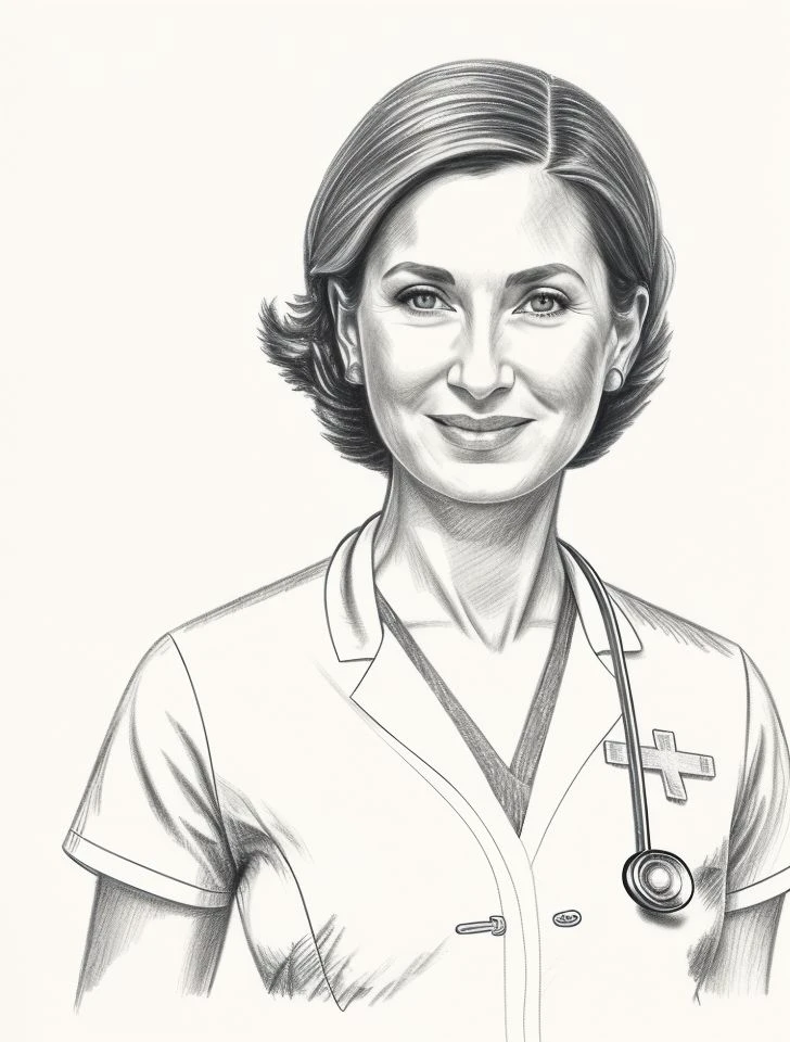 <lora:Pencil_Sketch:0.6> pencil sketch, woman, doctor, nurse dress