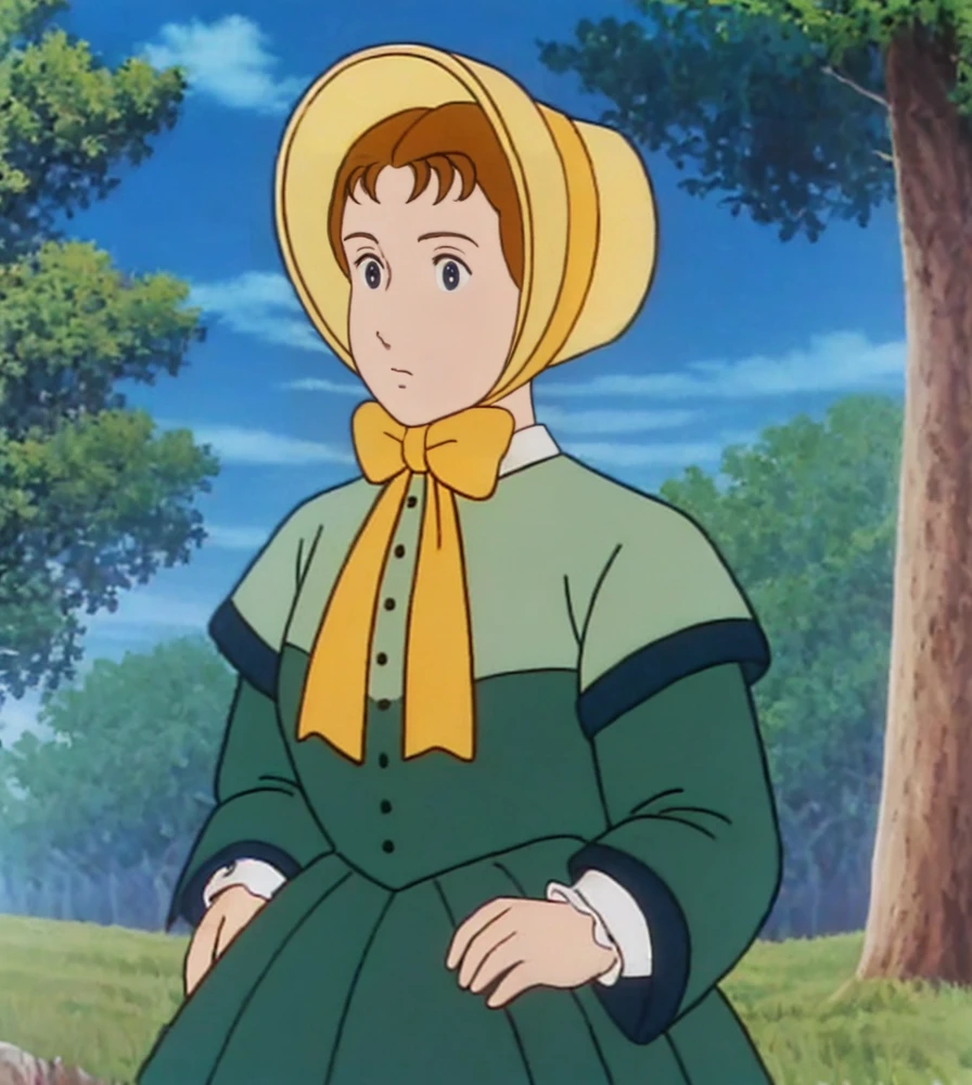 anime , masterpiece, best quality, detailed,
<lora:meg:0.8>meg, 1girl, solo , dress , green dress , bowtie, yellow bow, bonnet , outdoor ,