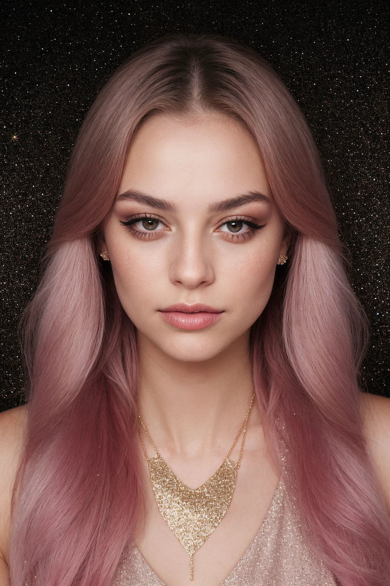 female portrait, glitter