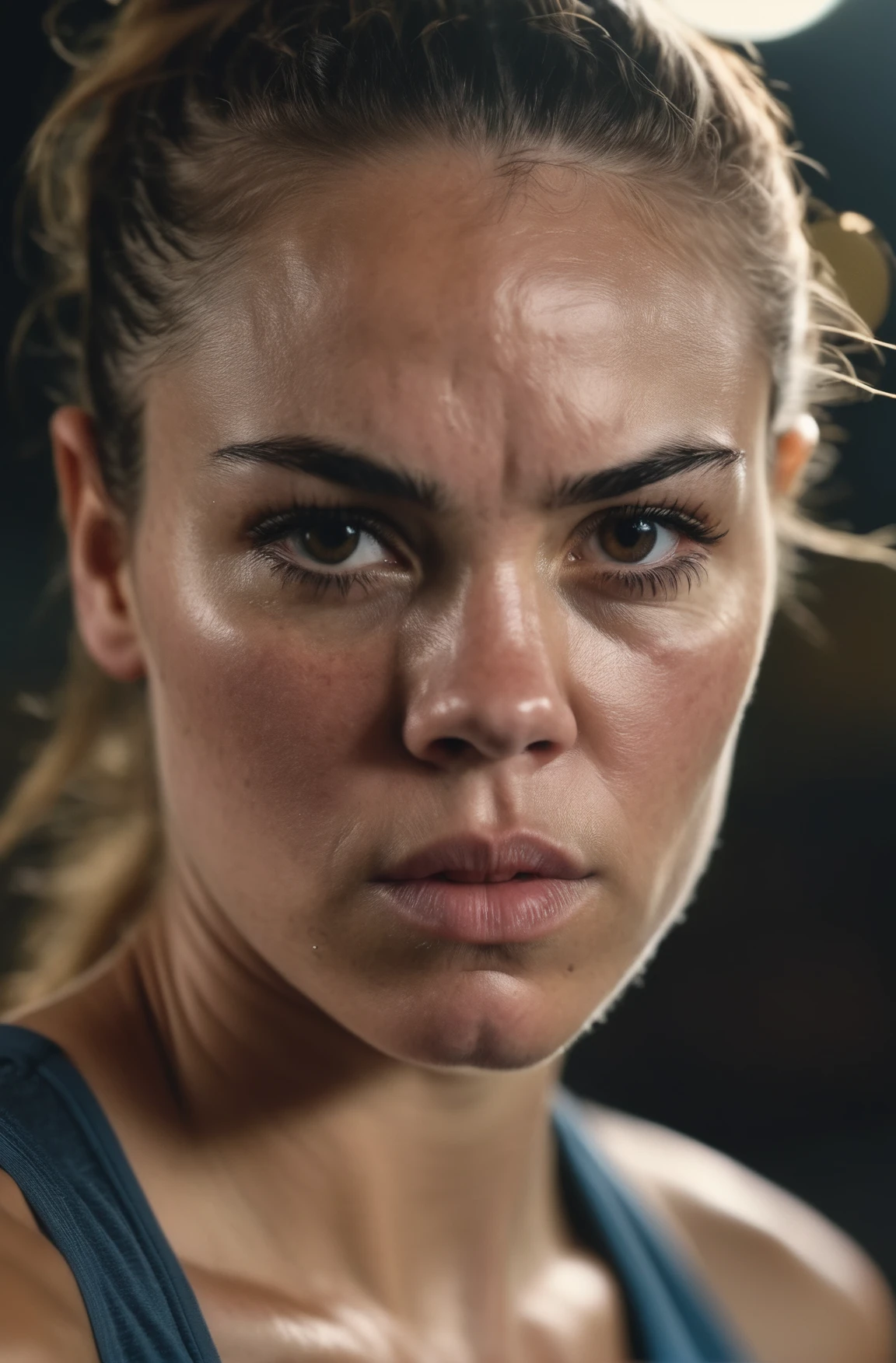 photograph close up portrait of Female boxer training, serious, stoic cinematic 4k epic detailed 4k epic detailed photograph shot on kodak detailed bokeh cinematic hbo dark moody