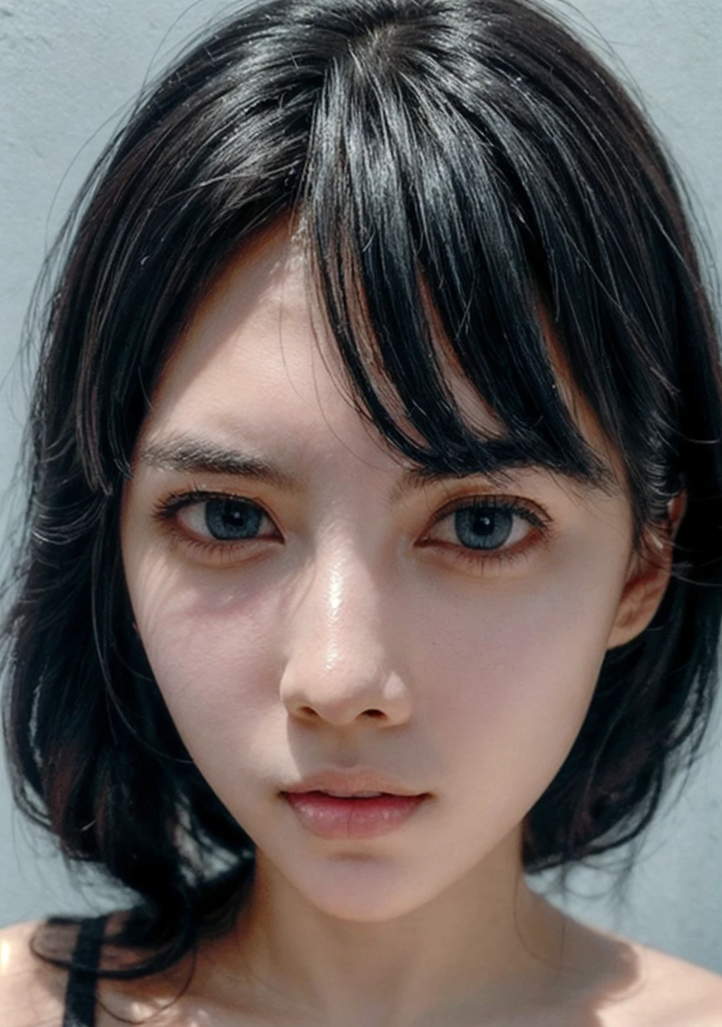 Photo portrait of a pensive young 20 years old woman
with sparkling eyes, detailed skin, (half her face
concealed in shadow:1.4), tight close up on face,
dark background, side lighting revealing her gaze,
eye level, in the style of Nathan Wirth <lora:more_details:0.6> <lora:LowRA:0.6> dark theme
