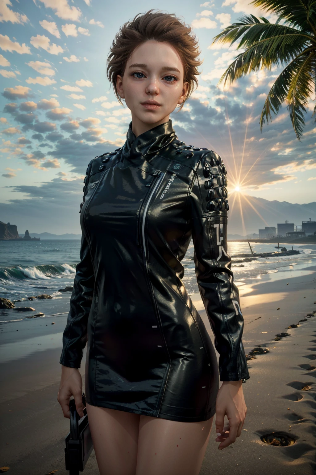 (masterpiece, best quality)
FragileDeathStranding, 1girl, solo, short hair, brown hair, at the beach, sexy minidress, palm trees, sundown
<lora:epi_noiseoffset2:1> <lora:add_detail:0.7> <lora:FragileDeathStranding:0.8>