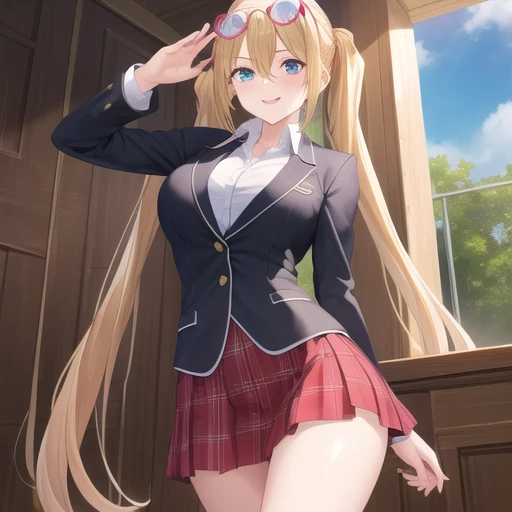 Anime-style images,Blonde High School Student,whole body