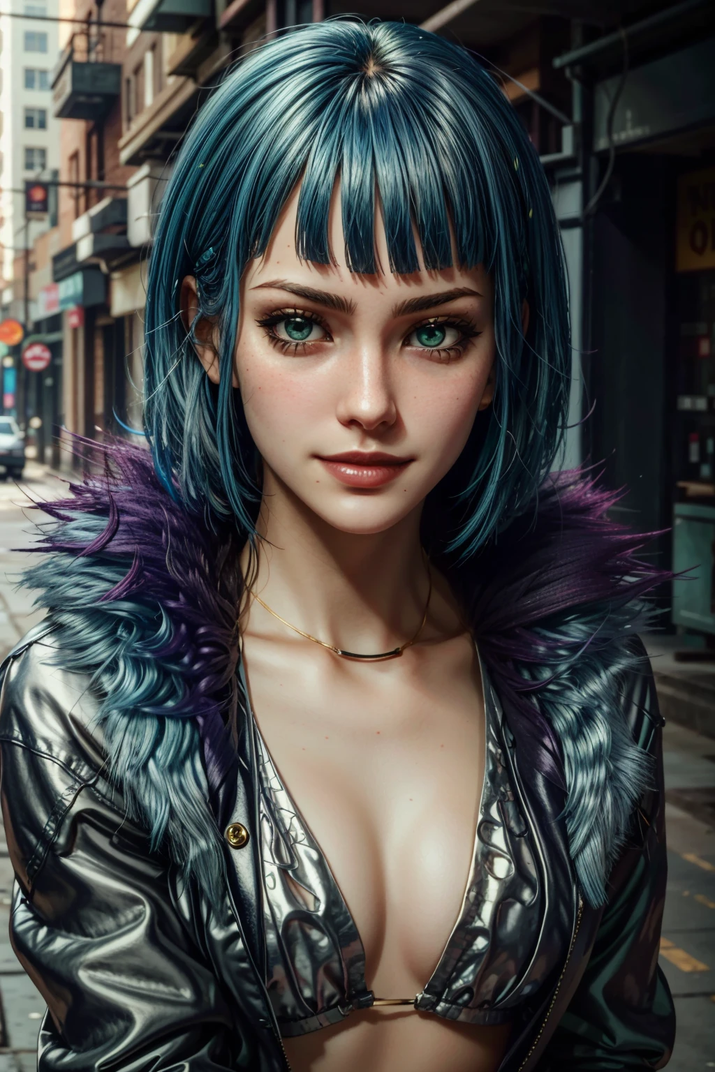 (masterpiece, best quality)
EvelynParker, 1girl, portrait, realistic, blue hair, green eyes, shy smile
<lora:epi_noiseoffset2:1>,  <lora:add_detail:0.7>,  <lora:EvelynParker:0.8>