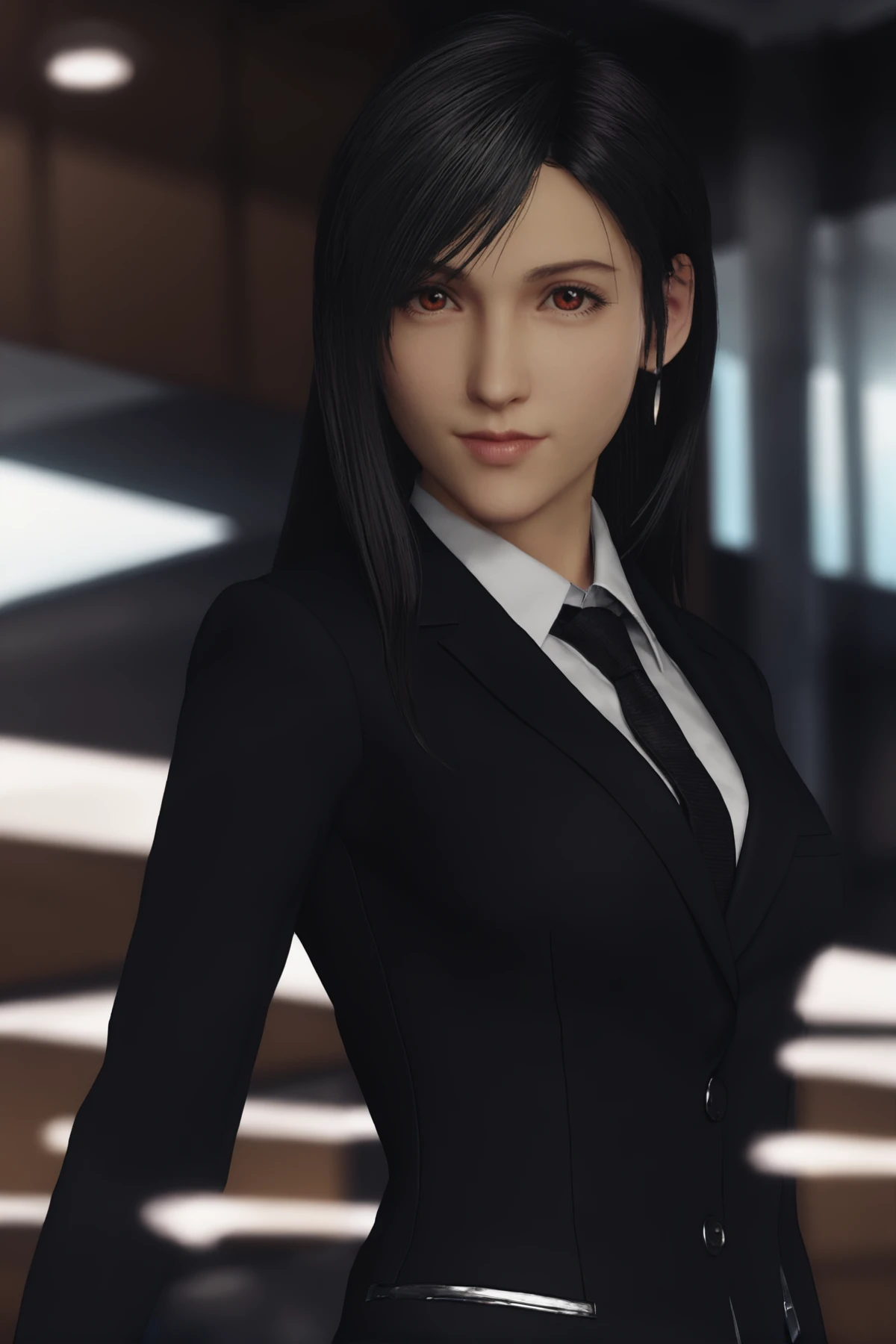 cinematic photo 1girl,tifa7re,upper_body,<lora:tifa_re_sdxl_V1-000006:0.6>,pencil skirt,office,business suit, . 35mm photograph, film, bokeh, professional, 4k, highly detailed