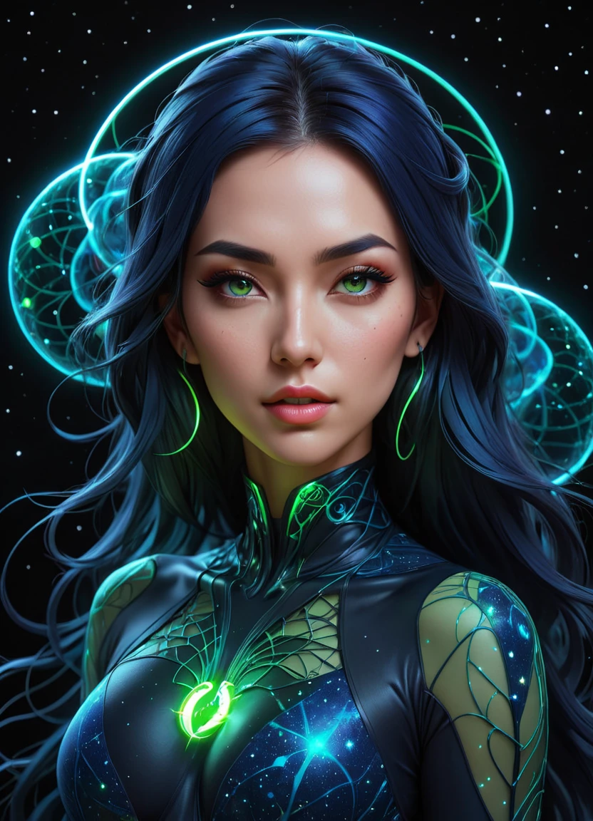 concept art <lora:FF.78.xlYamersCartoonArcadia_v1.lora:1> cartoon style, masterpiece, best quality, ultra high res, extremely detailed, (psychedelic art:1.4), woman, veil, visually stunning, beautiful, award-winning illustration, cosmic space background, ethereal atmosphere, ultra quality, beautiful girl, cosmical concept, rainbow strings, rainbow skin, rainbow bloody veins growing and intertwining out of the darkness, nailed wire, oozing thick blue blood, sharp neon, veins growing and pumping blood, vascular networks growing, green veins everywhere, yin and yang, glowing space, glowing stars, infinity symbol <lora:FF.97.juggernautXL_version4.lora:0.41>,close portrait,(manga:1.3),beautiful,attractive,handsome,trending on ArtStation,DeviantArt contest winner,CGSociety,ultrafine,detailed,studio lighting . digital artwork, illustrative, painterly, matte painting, highly detailed