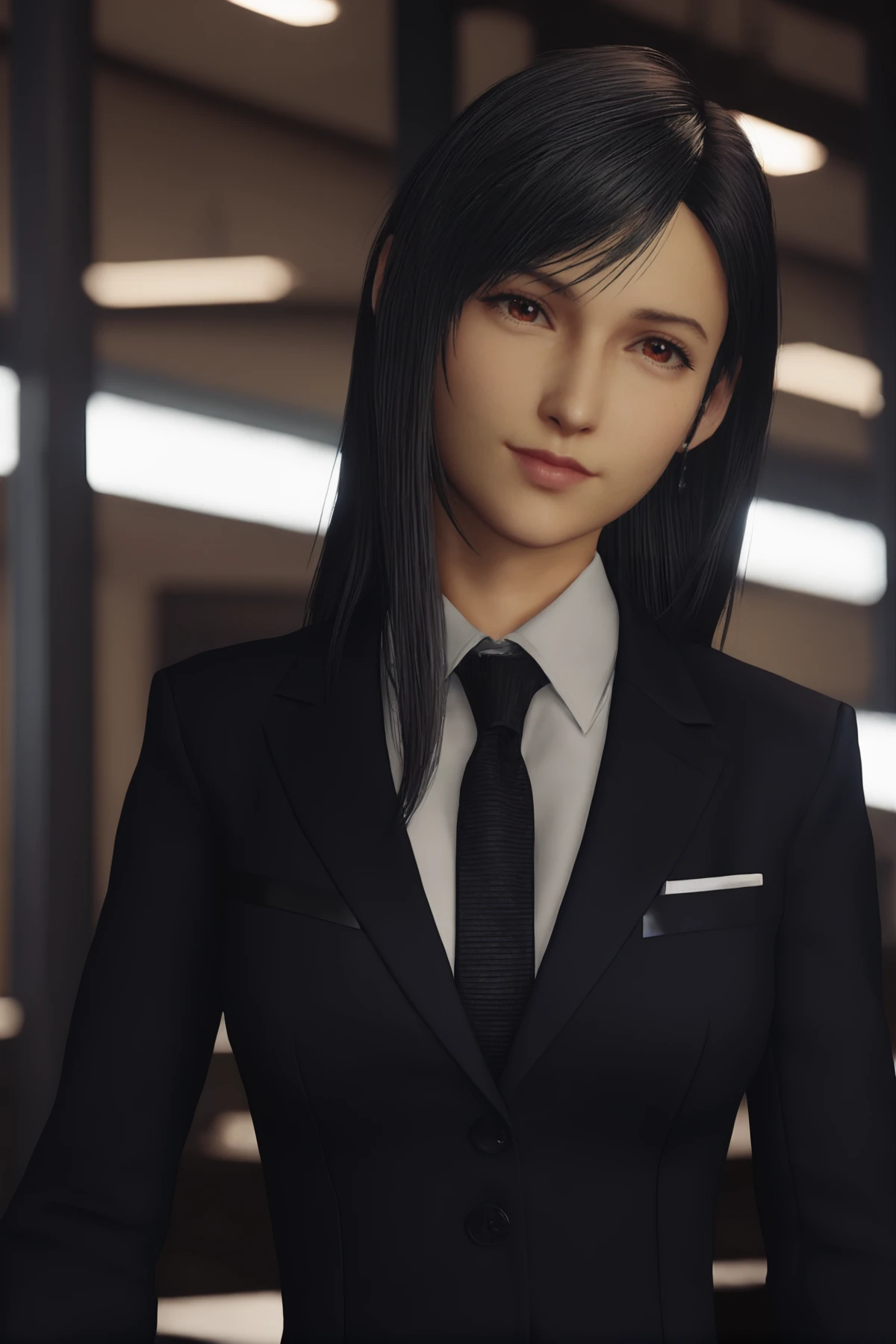 cinematic photo 1girl,tifa7re,upper_body,<lora:tifa_re_sdxl_V1-000006:0.6>,pencil skirt,office,business suit, . 35mm photograph, film, bokeh, professional, 4k, highly detailed