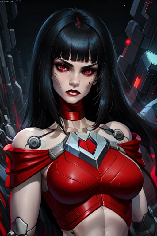 Rated R, nsfw, sexy female cyborg, magazine cover, poster art , Lovecraftian horror tattoos, hint of vibrant, bold huge text, matted design layout.