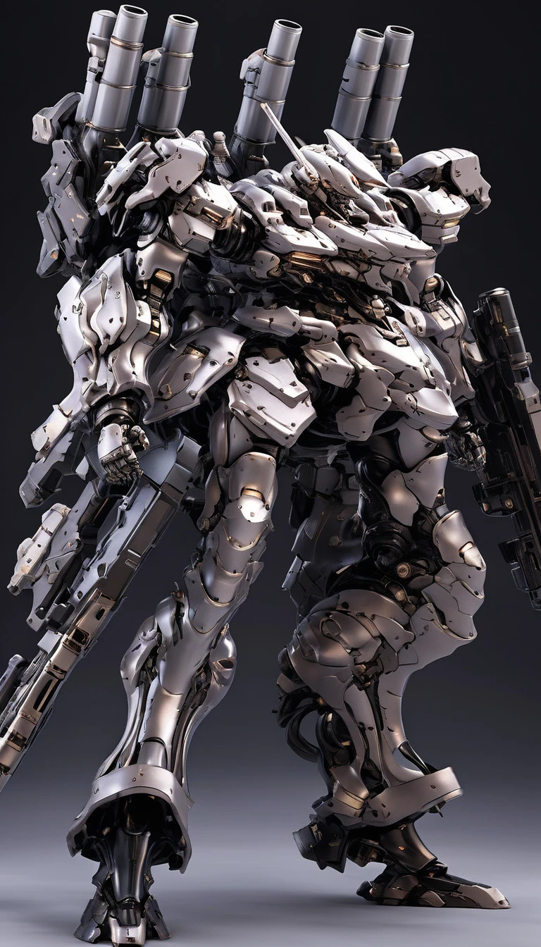 (armoredcore:0.8), mecha robot, mecha armor, full armor, (large size robot:1.5), glowing , battlefield, (portrait:1.2), clenched hand, mechanical parts, robot joints, (huge weapon:1.2),best quality, masterpiece, highly detailed, ultra-detailed,(battle-ready:1.2),(powerful stance:1.3),(Detailed eye description:1.2),(huge mechanical weapon:1.3),(detailed armor description:1.2), (detailed weapon description:1.2),(huge mechanical gun:1.2), (holding weapon and weapon :1.3)<lora:srdxl_v1_5g:0.8>