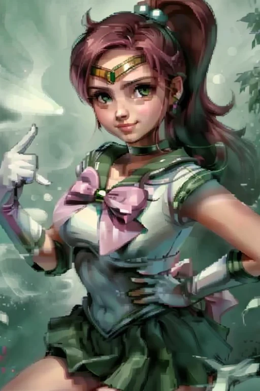 <lora:Baldur's Gate 1 Portraits:0.8>, Baldur's Gate official portrait, character, fantasy_character, 1024x768, female, <lora:sailor_jupiter_v1:0.85> hmjupiter, ponytail, green eyes, sailor collar, jewelry, skirt, magical girl, green sailor collar, pink bow, bow, choker, sailor senshi uniform, gloves, white gloves, elbow gloves, green choker, green skirt, tiara, back bow, pleated skirt, smile, looking at viewer, high ponytail, circlet, masterpiece, highest quality, highest quality visuals, highest details