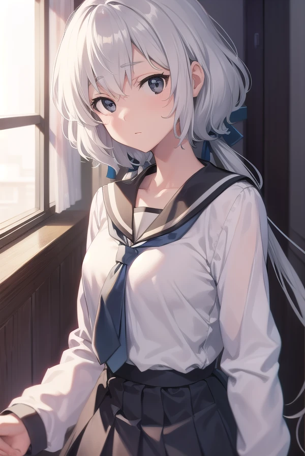 junkokonno, <lora:junkokonno-lora-nochekaiser:1>,
junko konno, low twintails, (black eyes:1.5), twintails, white hair,
BREAK sailor dress, serafuku, skirt, school uniform, white necktie, necktie, long sleeves,
BREAK looking at viewer, full body,
BREAK indoors, classroom,
BREAK <lyco:GoodHands-beta2:1>, (masterpiece:1.2), best quality, high resolution, unity 8k wallpaper, (illustration:0.8), (beautiful detailed eyes:1.6), extremely detailed face, perfect lighting, extremely detailed CG, (perfect hands, perfect anatomy),