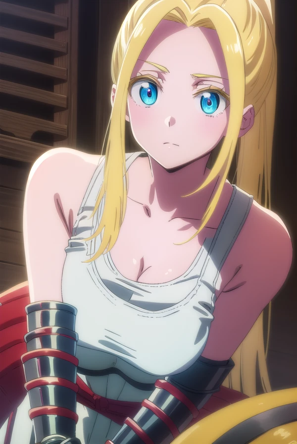 beatrixamerhauser, <lora:beatrixamerhauserv3-lora-nochekaiser:1>,
beatrix amerhauser, long hair, blue eyes, blonde hair, gloves, ponytail, (medium breast:1.2),
BREAK gloves, fingerless gloves, armor, japanese armor, tank top, white tank top,
BREAK looking at viewer,
BREAK outdoors,
BREAK <lyco:GoodHands-beta2:1>, (masterpiece:1.2), best quality, high resolution, unity 8k wallpaper, (illustration:0.8), (beautiful detailed eyes:1.6), extremely detailed face, perfect lighting, extremely detailed CG, (perfect hands, perfect anatomy),
