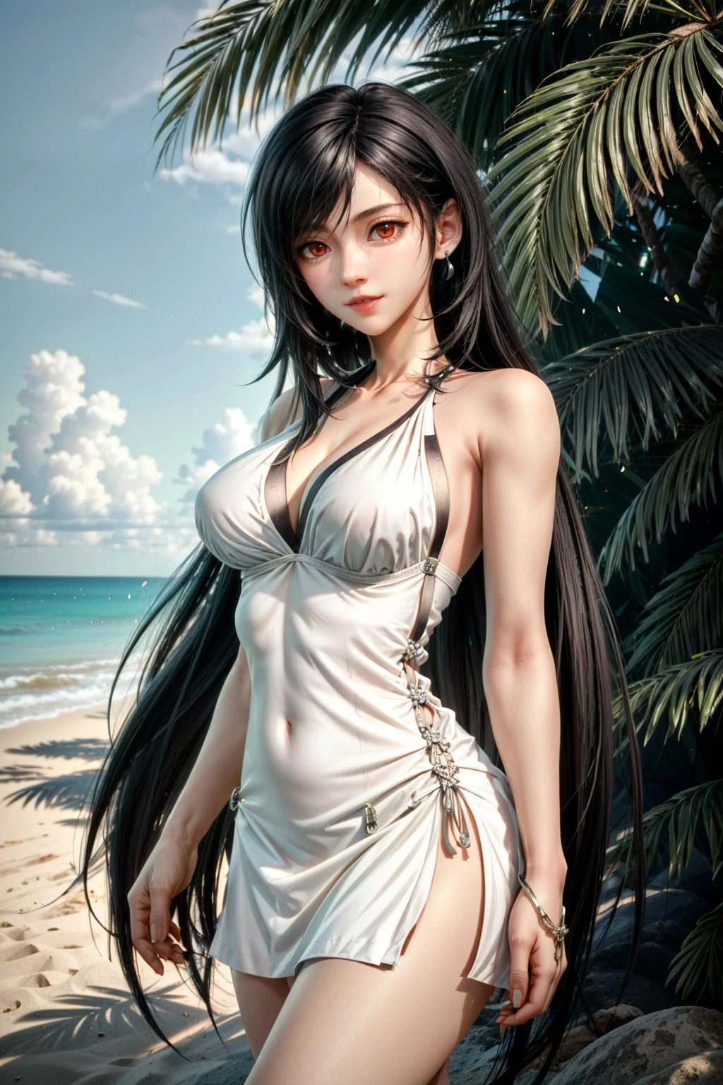 (masterpiece, best quality) <lora:epi_noiseoffset2:1> <lora:add_detail:0.7> <lora:TifaFF7:0.9>
TifaFF7, 1girl, solo, long hair, red eyes, black hair, at the beach, sexy minidress, palm trees, sundown