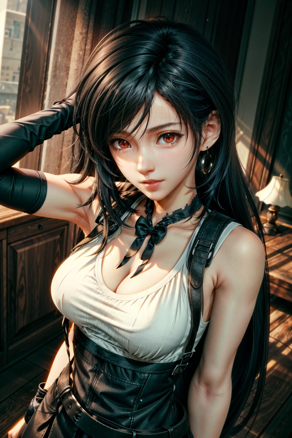 (masterpiece, best quality) <lora:epi_noiseoffset2:1> <lora:add_detail:0.7> <lora:TifaFF7:0.9>
TifaFF7, 1girl, solo, long hair, red eyes, black hair, High angle shot