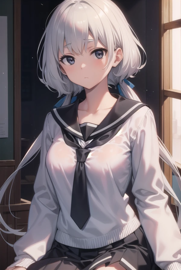 junkokonno, <lora:junkokonno-lora-nochekaiser:1>,
junko konno, low twintails, (black eyes:1.5), twintails, white hair,
BREAK sailor dress, serafuku, skirt, school uniform, white necktie, necktie, long sleeves,
BREAK looking at viewer, full body,
BREAK indoors, classroom,
BREAK <lyco:GoodHands-beta2:1>, (masterpiece:1.2), best quality, high resolution, unity 8k wallpaper, (illustration:0.8), (beautiful detailed eyes:1.6), extremely detailed face, perfect lighting, extremely detailed CG, (perfect hands, perfect anatomy),