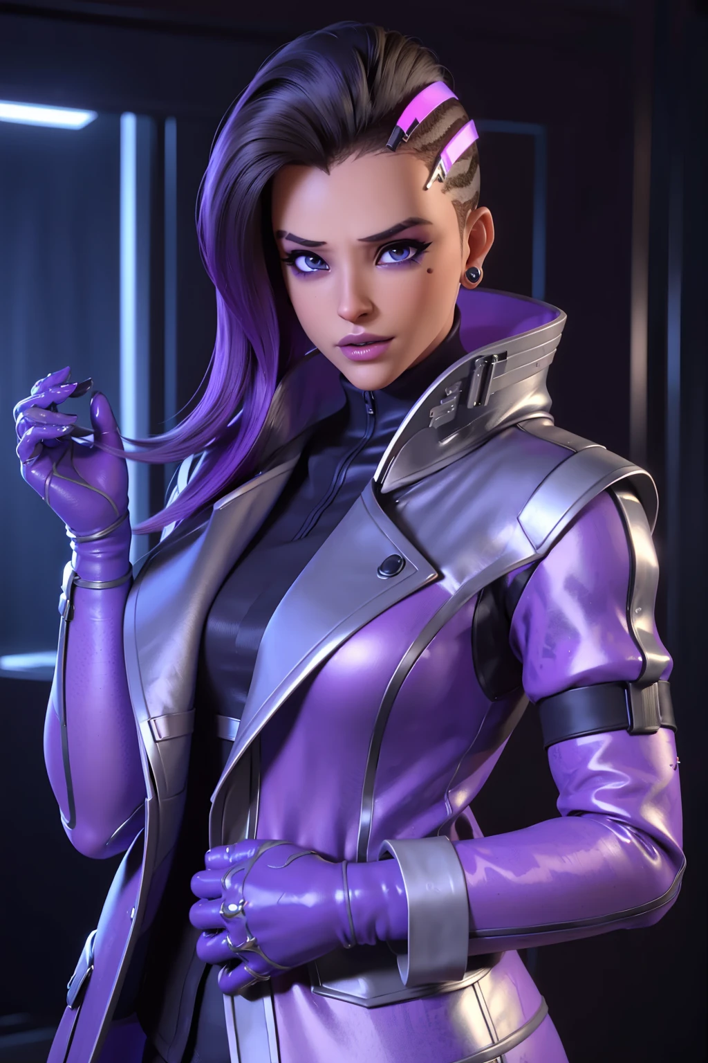 realistic, realism, photorealism, photo-realistic, high contrast, (photorealistic:1.4), 8k high definition detailed realistic, (best quality, masterpiece:1.2), NSFW, photon mapping, radiosity, physically-based rendering, best quality, highly detailed, owsombra, full body, inside, coat,