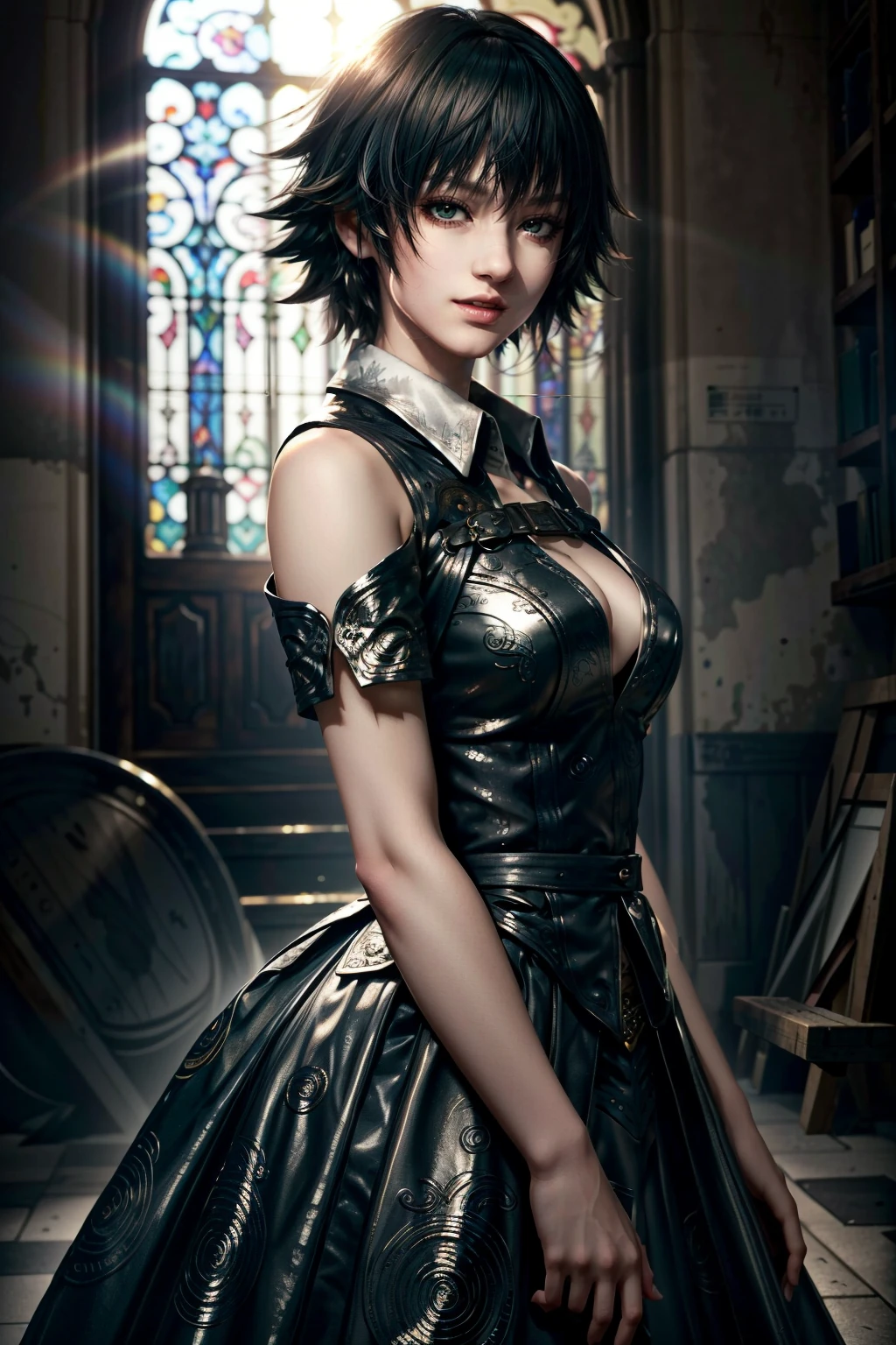 (masterpiece, best quality) <lora:epi_noiseoffset2:1> <lora:add_detail:0.7> <lora:LadyDMC:0.8>
LadyDMC, 1girl, solo, short hair,red eyes, heterochromia, green eyes, dress