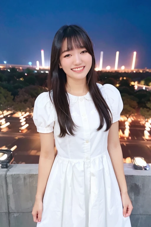 1girl (wearing a cotton dress:1.5),(in city at night: 1.5)(RAW photo, best quality), (realistic, photo-realistic:1.4), masterpiece, an extremely delicate and beautiful, extremely detailed, 2k wallpaper, Amazing, finely detail, extremely detailed CG unity 8k wallpaper, ultra-detailed, highres, soft light, beautiful detailed girl, extremely detailed eyes and face, beautiful detailed nose, beautiful detailed eyes,perfect anatomy,soft light,slender body,(city lights at night:1.2),smiling,(close up:1.2),(look at viewer from front:1.5),cinematic angle,slender body,(wavy hair),
<lora:inouehonoka_lora-01:0.8>
