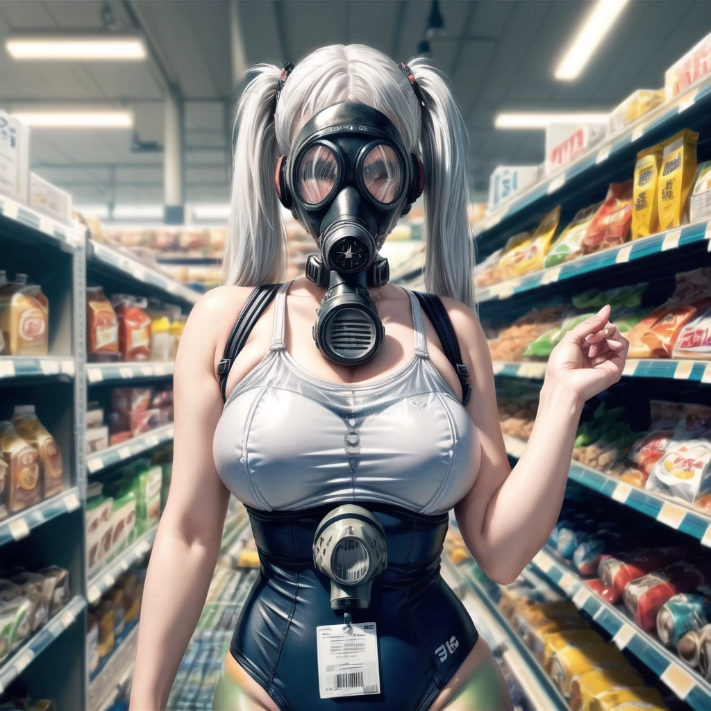 (1girl, white hair, twintails hair) (digital) (in detailed supermarket, (swimsuit, gas mask)) , best quality, gasmask,
<lora:add_detail:.4>, <lora:fansty world-000020:.3>, <lora:hairdetailer:.6>, <lora:boldline:0.2>, <lora:gasmask:.8>,