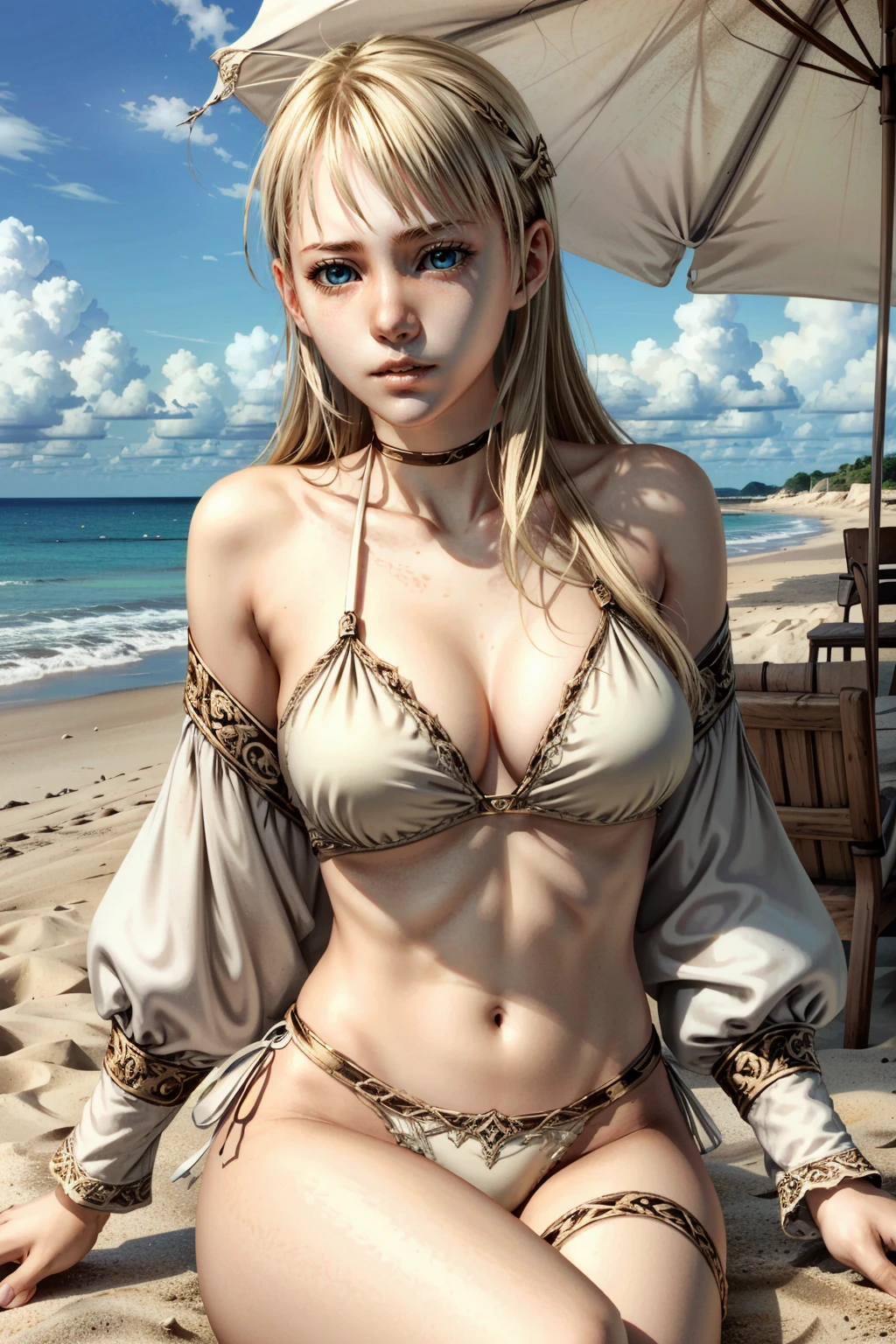 (masterpiece, best quality) <lora:epi_noiseoffset2:1> <lora:add_detail:0.8> <lora:FionaHauntingGround:0.8>
1girl, FionaHauntingGround, long hair, blonde hair, blue eyes, at the beach, bikini, sitting, cocktail