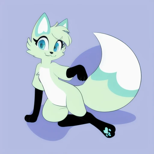 Slushi, solo, furry, 1girl, full body, high quality, illustration, high res, simple background, paw feet, paw hands <lora:Slushi-10:0.6>