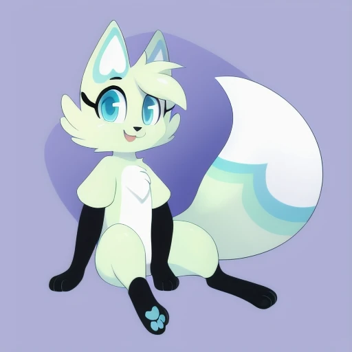 Slushi, solo, furry, 1girl, full body, high quality, illustration, high res, simple background, paw feet, paw hands <lora:Slushi-10:0.7>