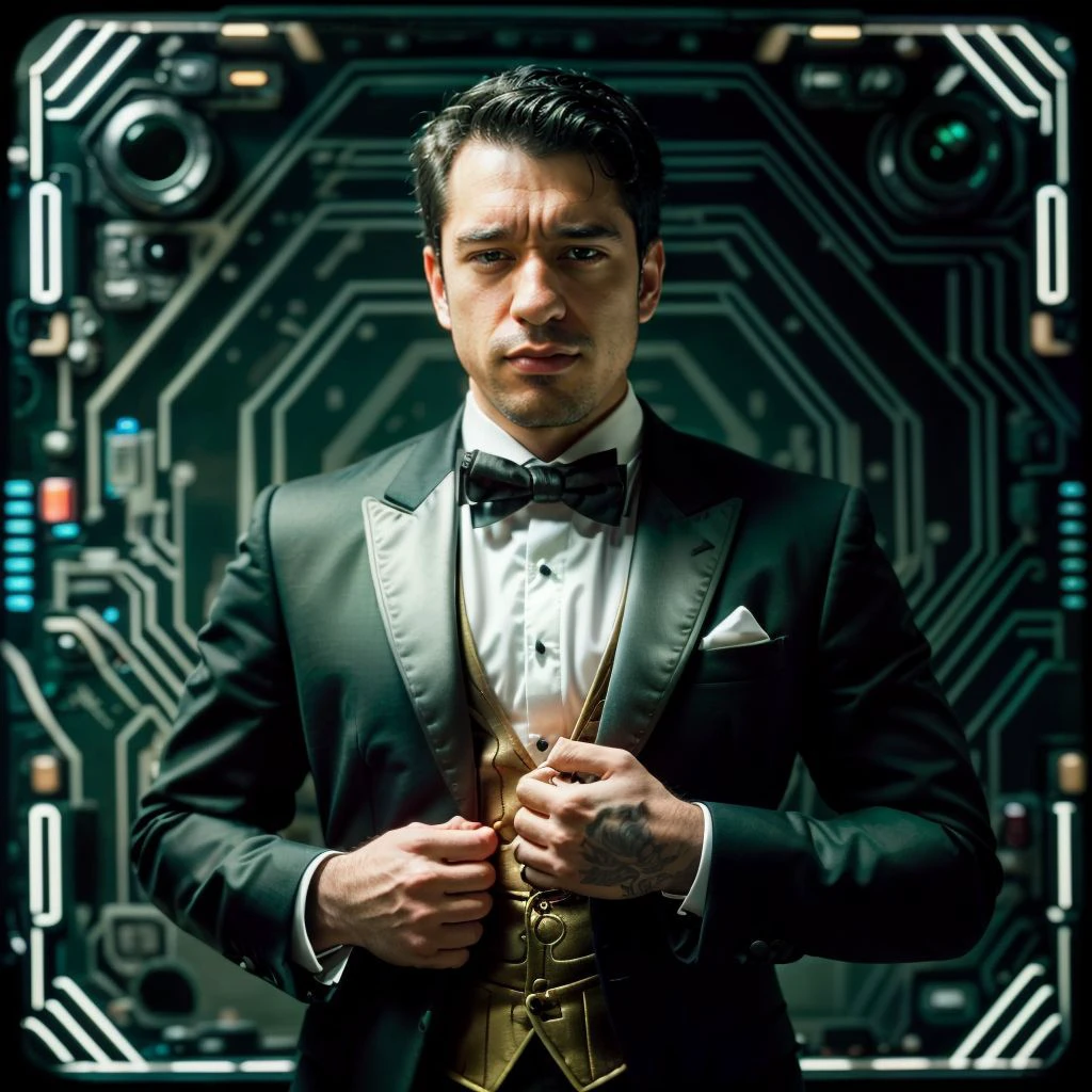 professional photography, portrait of victordominguez person, still film, high resolution, 4k, photo by Sacha Goldberger, <lora:victordominguez_34650:1> <lora:CircuitBoardAI:1>