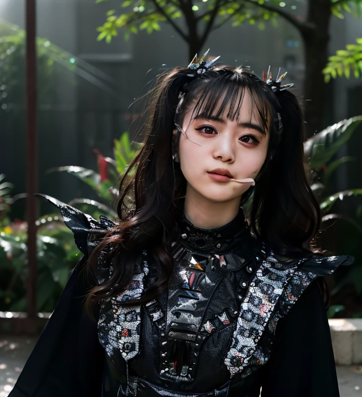 1girl,masterpiece, photorealistic, detailed, RAW color photo,(fully in frame:1.1),<lora:mo4kikuv4:1> young,idol, cute, twintails,black outfit, buildings around ,paris, hdr,asian