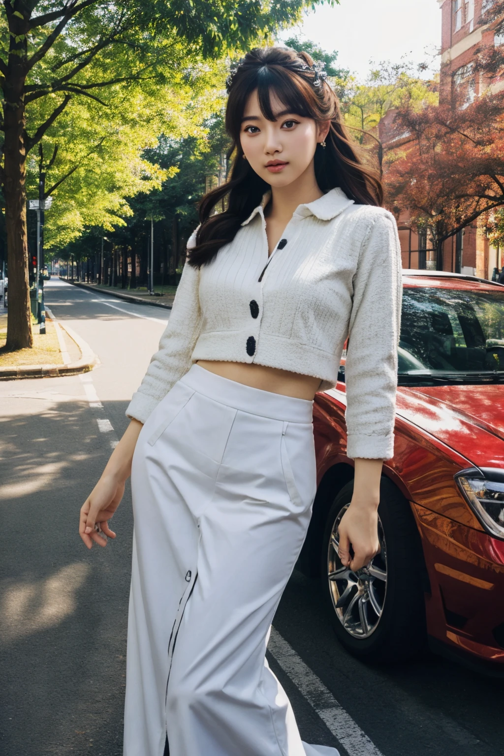 (high quality, highly detailed:1.4, sharp focus, skin details),
(masterpiece:1.2), (best quality:1.2), (extremely detailed:1.2), (photorealistic:1.1), (ultra detailed),
BREAK,
standing, (full body), posing to viewer, outdoor, day light